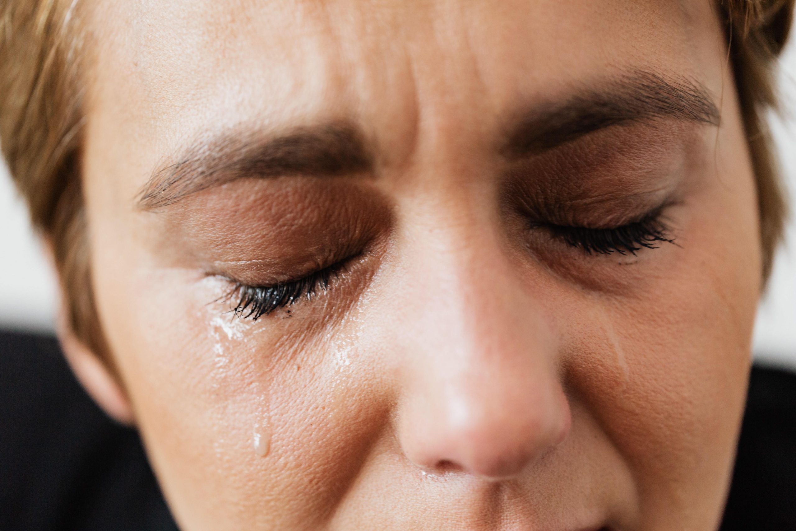 close-up of a crying woman